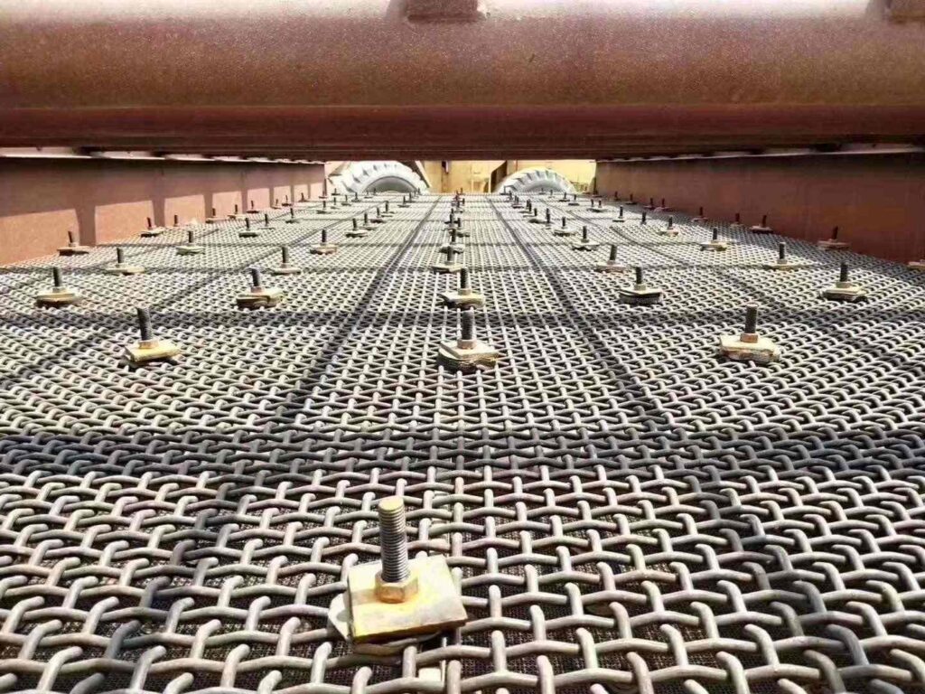 Woven Wire Mesh (2) Heavy-duty manganese steel screen cloth for granite crushing plants.