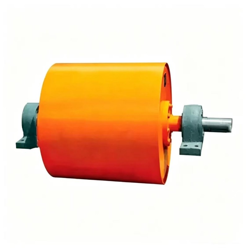 Mining magnetic roller removing tramp iron from ore conveyor belt