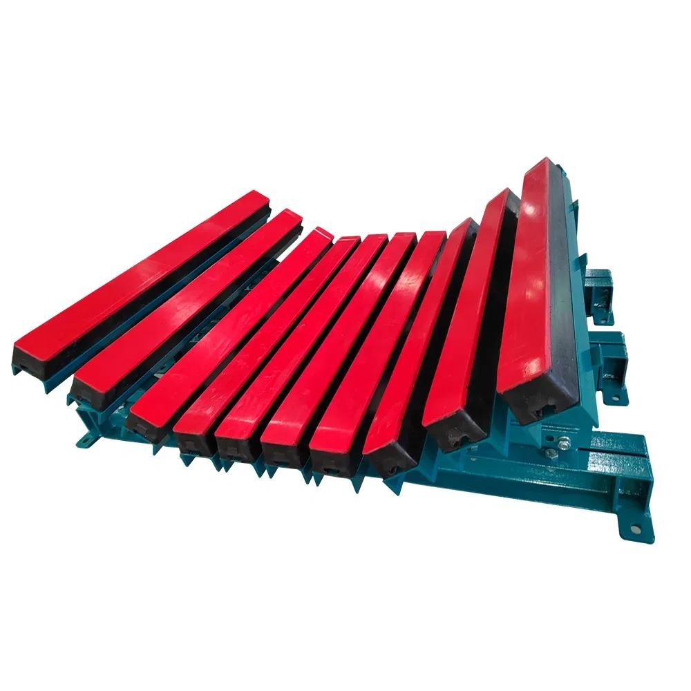 Conveyor Belt (10) Heavy-duty conveyor impact bed supporting iron ore loading zone