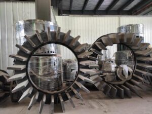 flotation3 Flotation rotor inspection showing wear pattern and dimensional measurement